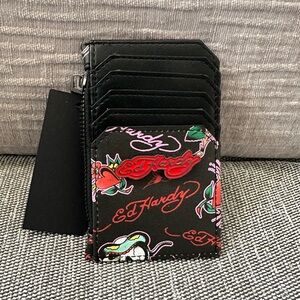 Ed Hardy Skulls Floral Wallet Card Holder NWT Unisex
